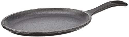 Lodge 10 x 7.5 Inch Cast Iron Oval Serving Griddle - Cast Iron Fajita Pan with Signature Teardrop Handle - Fajita Skillet for Use in the Oven, on the Stove, or on the Grill or Over a Campfire - Black