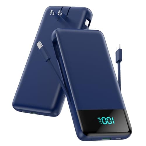 Portable Charger for iPhone with Built in Cables and Wall Plug,Upgraded 13800mAh Fast Charging USB C Power Bank,4 Outputs Travel Essential Battery Pack Compatible with iPhone 17/16/15/14,Samsung-Blue