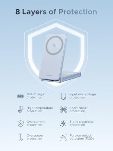 UGREEN Qi2 25W Magflow Foldable 2-in-1 Wireless Charger, Magsafe Fast Charging Pad for iPhone 17/16/15/14/13/12, AirPods, Compact Travel Stand with USB C Cable 6