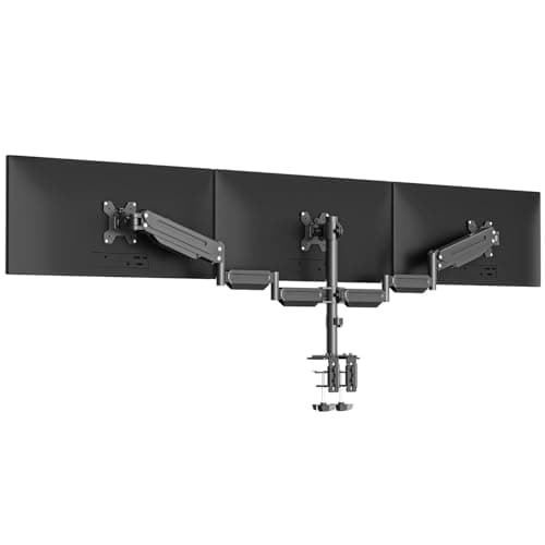 suptek Triple Monitor Mount for Most 17 to 32 inch Screens,Gas Springs Adjustment Triple Monitor Desk Mount Stand with Clamp & Grommet Kit,Black(MD8003)
