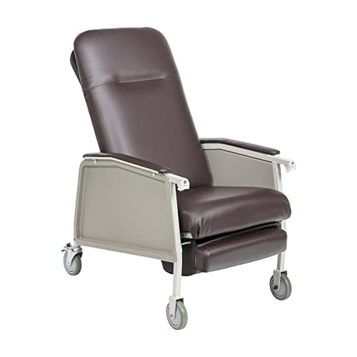 Drive Medical 3 Position Geri Chair Recliner, Reclining Chair with Armrests and Tray, Chocolate