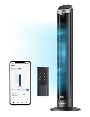 Dreo Smart Tower Fan for Bedroom, 90° Oscillating 40" Standing Fan, 26ft/s High-Speed 5 Speeds 4 Modes, Quiet Room Floor Fans, Touch/Remote/APP & Voice Control, Work with Alexa, 12H Timer, Silver