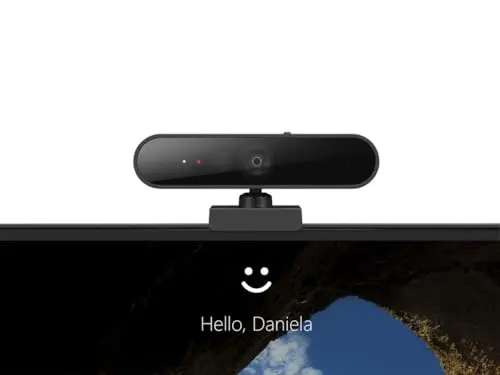 Lenovo HD 1080p Webcam (510 FHD)- Black w/ 4X Digital Zoom, 95° Wide Angle, 360° Rotation Pan & Tilt, Dual Microphones & Windows Hello 5