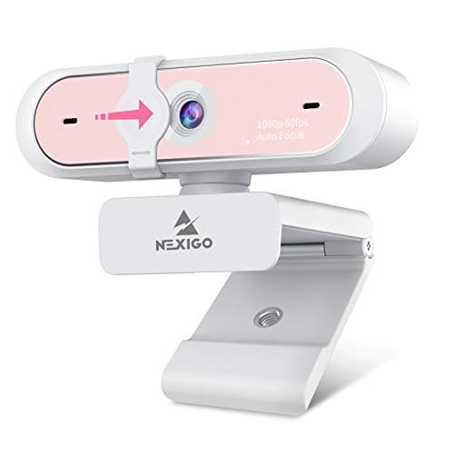 NexiGo N660P 1080P 60FPS Webcam with Software Control, Dual Microphone & Cover, Autofocus, HD USB Computer Web Camera, for OBS/Zoom/Skype/FaceTime/Teams/Twitch, Pink