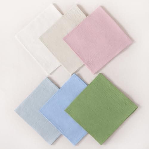 Socomi Cloth Napkins Grey Blue Easter Spring Washable Reusable Bulk Linen Cotton Napkins Set of 4 17"x17" for Wedding Party Bridal Baby Shower Birthday Dining Table Decorations 6