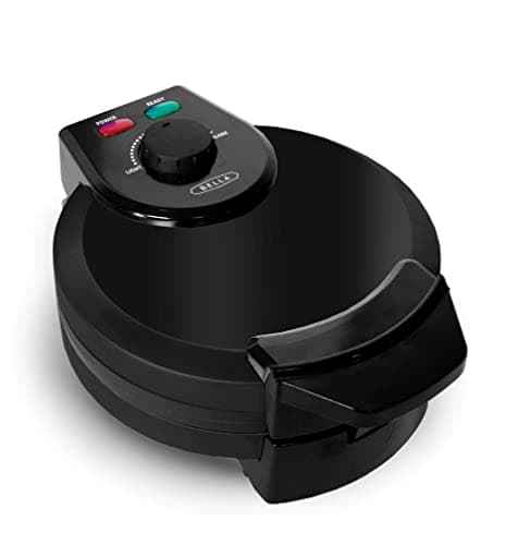 BELLA Classic Belgian Waffle Maker, 7" Round, Non Stick, Waffle Iron Makes 1” Thick Waffles, Variable browning control knob, Stay-cool handle with locking latch, Black