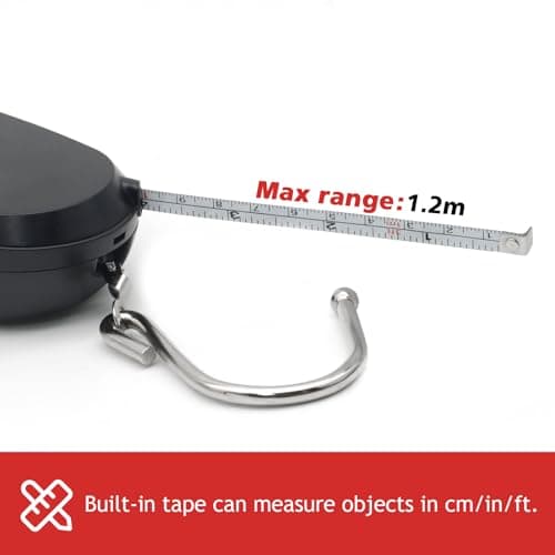 2PC Portable Luggage Weight Scale with Hook & Drawstring Bags, Fishing Hanging Scale Mechanical Kitchen, Multi-Purpose Travel Suitcase Scale with Tape Measure (80 Lbs) 5