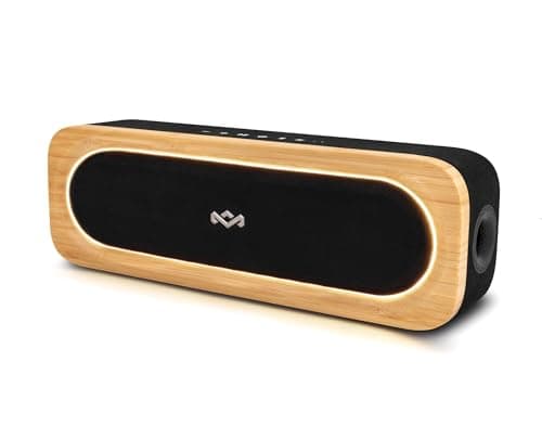 House of Marley Get Together 3 Bluetooth Speaker, 10Hr Playtime, USB-C Fast Charging, EQ Sound Modes, Ambient LED Light, 30m Wireless Range, Bamboo & Rewind Fabric Design (Signature Black)