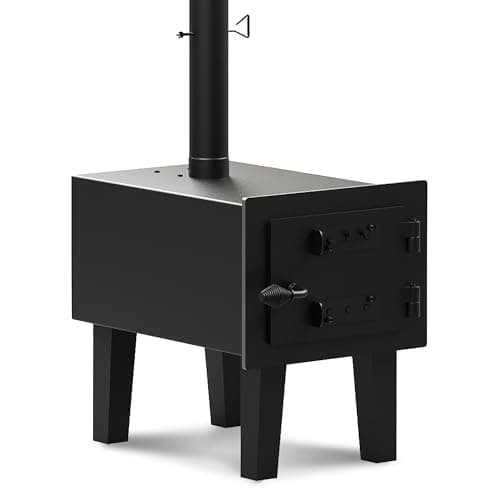 Wood Burning Fireplace with Chimney Pipe, Wooden Stoves for Home Heating, Outdoor Portable Wood-Burning Camp Stove, Alloy Steel Camping TentStove