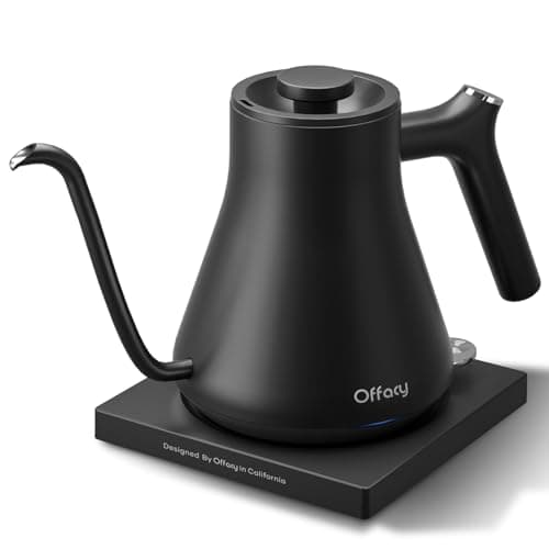 Electric Kettle Gooseneck Offacy, Fast Pour-Over Coffee & Tea, Rapid Boiling, Premium 304 Stainless Steel, Matte Black Finish