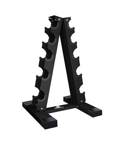 Fitness Alley 5 Tier Dumbbells Storage Rack - 200 LB Capacity Dumbbells Weight Rack - 2.0MM Thickness Weight Organizer Stand for Home Gym - Easy Assembly