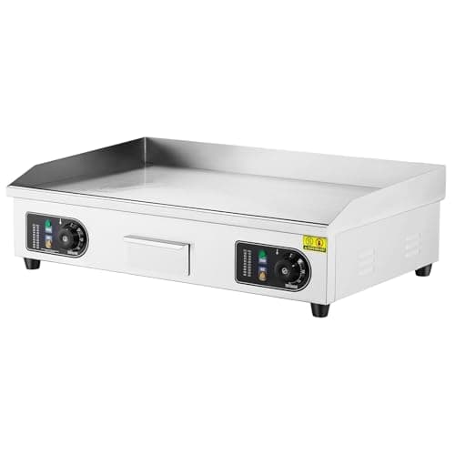 VEVOR 30" Commercial Electric Griddle 3000W Electric Countertop Griddle Non-Stick Restaurant 110V Teppanyaki Flat Top Grill Stainless Steel Adjustable Temperature Control 122°F-572°F (NO PLUG) 9