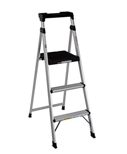 Cosco 3-Step Lightweight Aluminum Folding Step Ladder with Non-Marring Leg Tips, Slip-Resistant Platform, ANSI Rated 225 lbs, Home Furniture and Furnishings