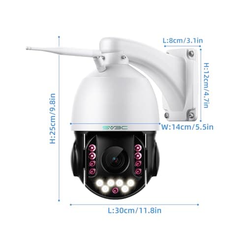 SV3C 5MP PTZ Outdoor Security IP Camera with 20X Optical Zoom, Dual-Band WiFi, Human Detection, 2-Way Audio, Floodlight Color Night Vision, Full Metal Housing, Support ONVIF/RTSP, SD Card Recording 8