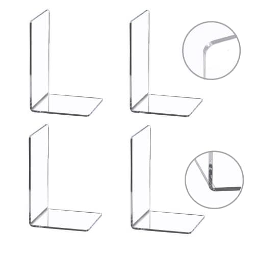 CY craft 4 Pieces Bookends,Clear Acrylic Bookends for Shelves,Heavy Duty Book Ends and Desktop Organizer,Book Stopper for Books/Movies/CDs,7.3x4.8x4.8 inch