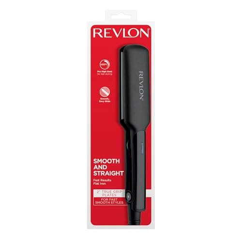 REVLON Ceramic Coated 2" Flat Iron - Fast Heating Hair Straightener for Quick and Smooth Results, Plus Travel Friendly (Black) 6