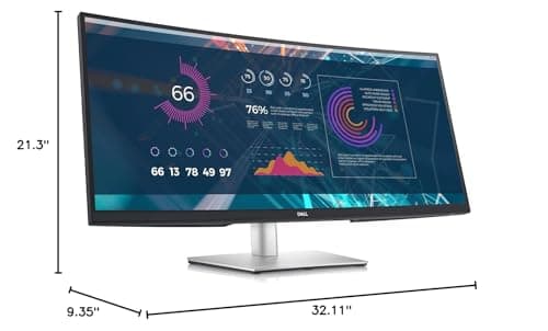 Dell 34 Inch Ultrawide , WQHD (Wide Quad High Definition), Curved USB-C Monitor (P3421W), 3440 x 1440 at 60Hz, 3800R Curvature, 1.07 Billion Colors, Adjustable, Black 10