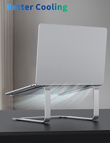 SOUNDANCE Laptop Stand for Desk, Metal Computer Riser, Heavy Stable PC Holder, Ergonomic Laptops Elevator for 12 to 17.3 Inches Notebook Computer, Silver 5