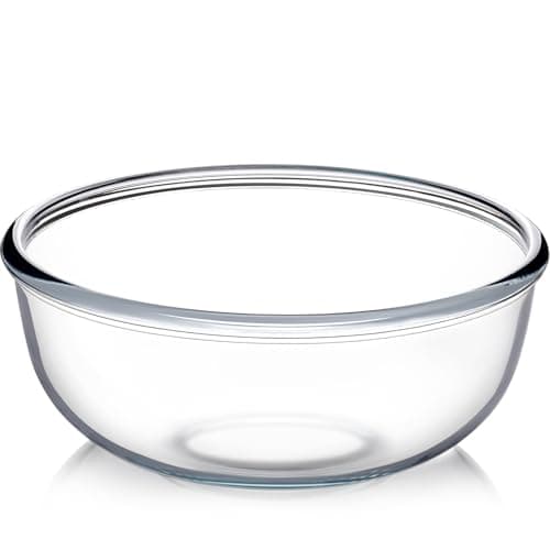NUTRIUPS 6 Quart Large Glass Mixing Bowl, Clear Large Salad Bowls Glass Big Mixing Bowls for Kitchen
