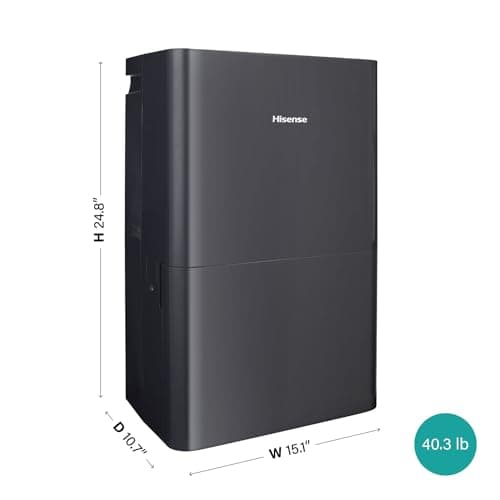 Hisense Energy Star 50-Pint Portable Dehumidifier with Built-in Pump, Auto-Shutoff and Timer, Home Dehumidifier and Moisture Absorber For Basement, Garage, Living Room (Renewed) 5