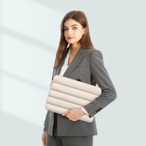 MOSISO Laptop Case 13.3 inch, 13-13.3 inch Puffy Laptop Sleeve Compatible with MacBook Air 13.6 M5 M4 M3 M2 M1/Neo/Pro 13/14, HP Dell ASUS Lenovo,Polyester Horizontal Bag with Small Case, Sand 6