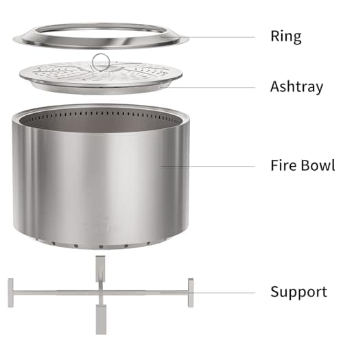 OutVue 27 inch Stainless Steel Smokeless Fire Pit, Outdoor Smokeless Firepit, Wood Burning Fire Pits for Camping, Bonfire, Low Smoke Firepit for Outside (Vertical Hole) 5