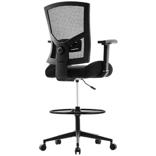 KWKSV 500lbs Drafting Chair Tall Office Chair for Standing Desk, Extra Wide 21 inch Cushion, Ergonomic Heavy Duty Office Drafting Chair with Adjustable Lumbar Support, Pressure Locking Casters