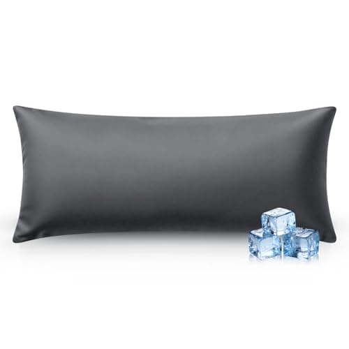 Cooling Body Pillowcase Silky Touch – Ultra-Soft & Breathable, Iron Gray, Gifts for Women or Men, 1 Pack, 20x54 Inches