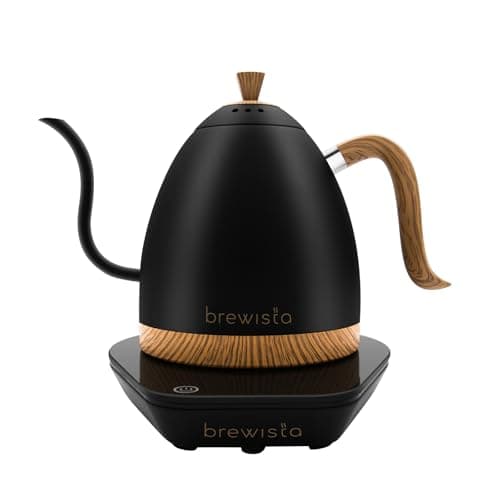 Brewista Artisan Electric Gooseneck Kettle, Water Boiler with LCD Panel, Precise Temperature Control, Fast Boiling and Keep Warm Settings for Pour-Over Coffee & Tea, Café, 1 Liter (Matte Black)