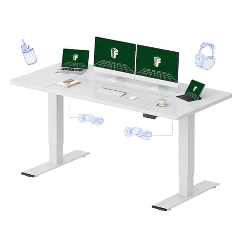 FLEXISPOT 71"x32" Large Dual Motor Electric Standing Desk, White - 198 LBS Heavy-Duty Capacity, Ideal for Home Office, Creative Studio, or Multi-Monitor Setup
