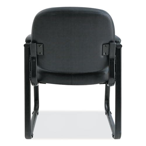 Alera Genaro Series Faux Leather Half-Back sled Base Guest Chair, 25" x 24.80" x 33.66", Black seat, Black Back, Black Base 5