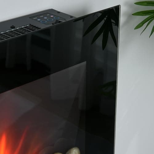 HOMCOM 29" Electric Fireplace, Wall Mounted Fireplace with 7 Adjustable LED Flame Colors, Remote Control, Fireplace Heater for Living Room, 1450W, Black 9