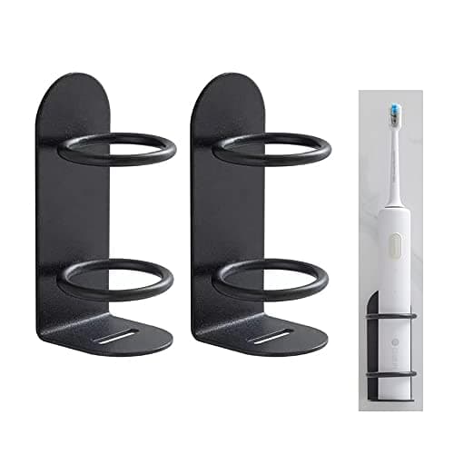 Mighty Eco-Friendly Wall Toothbrush Holder for Bathroom - No Drilling, 2Pack (Black)