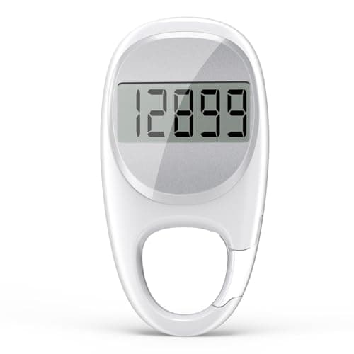 KONTYNU Simple Pedometer for Walking, Accurate Step Tracker with Carabiner, 3D Step Counter for Men Women Kids Seniors, White, CR-707