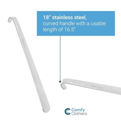 Comfy Clothiers - Long Handle Metal Shoe Horn (16.5"/42cm) - Stainless Shoehorn for Shoes & Boots - Great Shoe Spoon for Kids, Adults and Seniors 5
