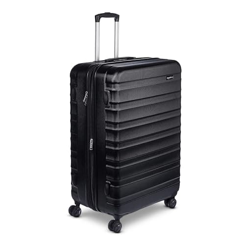 Amazon Basics 30" Hardside Large Checked Luggage, Hardshell Suitcase With Four Multi-directional Wheels, Expandable For Up to 15% More Space, Scratch-Resistant Shell, Black