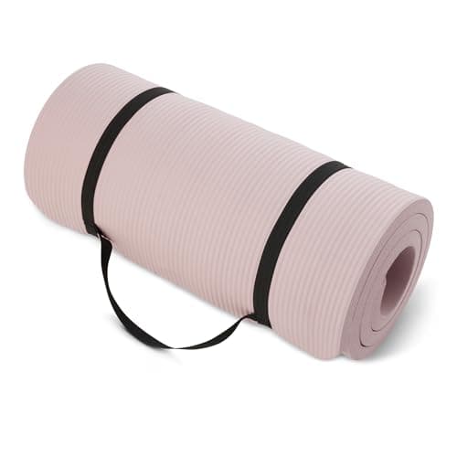 Amazon Basics 1-Inch Extra Thick Workout Exercise Yoga Mat with Carrying Strap, 74" x 24", Rose