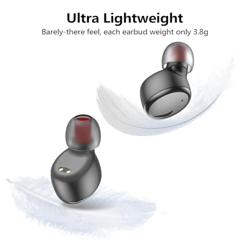 kurdene Wireless Earbuds Bluetooth 5.3 in Ear Buds Light Weight Headphones,Deep Bass Sound,Built in Mics Headset,Clear Calls Earphones for Sports Workout Glossy Black 5