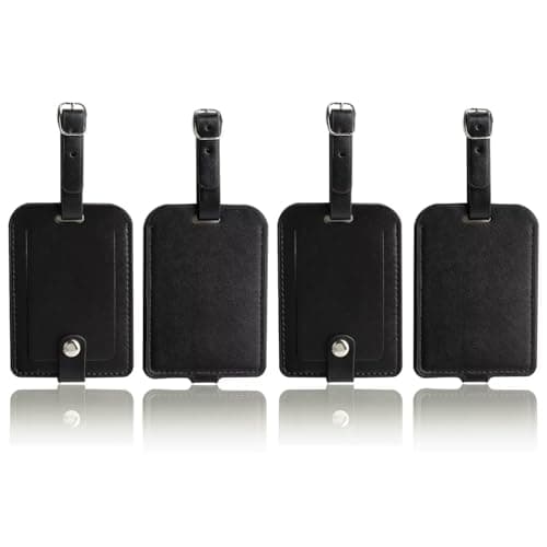 Luggage Bag Tags Leather Travel ID Labels Suitcase Name Tags with Snap Faux Luggage Tag Leather for Suitcase - Set of 2 6