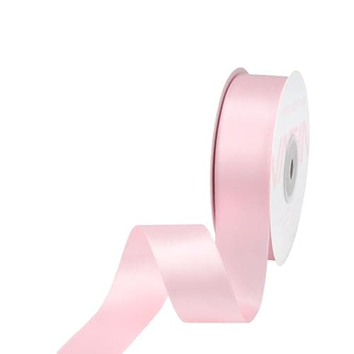 VATIN Double Face Light Pink Satin Ribbon 1" Continuous 25 Yards,Pink Polyester Fabric Ribbon use for Bows Bouquet, Gift Wrapping, Floral Arrangement Wedding Decoration