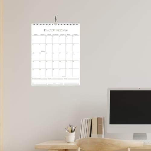 Calendar 2026 - Wall Calendar from January 2026 - June 2027, 2026-2027 Wall Hanging Calendar with Thick Paper, 12" x 14.5", Gold 6