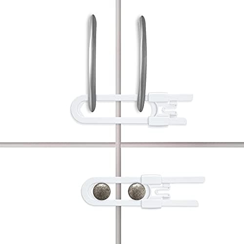 Vmaisi 8 Pack Baby Sliding Cabinet Locks - Adjustable U Shaped Child Safety Locks,Childproof Latches for Kitchen Bathroom Storage Cupboards Doors, Handles and Knobs White 6