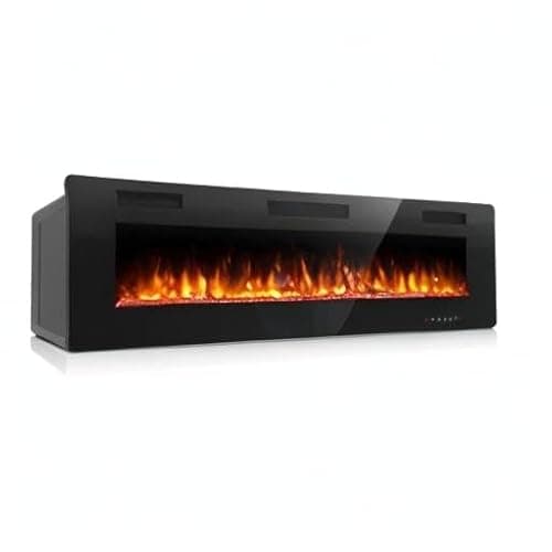 Antarctic Star 36 Inch Electric Fireplace in-Wall Recessed and Wall Mounted, Fireplace Heater and Linear Fireplace with Multicolor Flame, Timer, 750/1500W Control by Touch Panel & Remote 8