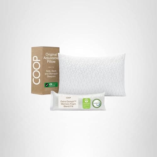 Coop Home Goods Original Adjustable Pillow, Queen Size Bed Pillows for Sleeping, Cross Cut Memory Foam Pillows - Medium Firm Back, Stomach and Side Sleeper Pillow, CertiPUR-US/GREENGUARD Gold 10