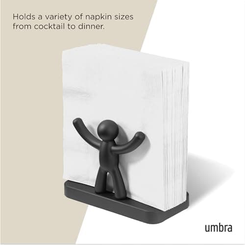 Umbra Buddy Paper Napkin Holder With Fun and Functional Design - Original Molded Wood and Plastic With Matte Black Finish Kitchen & Dining Room Paper Storage - Holds Various Sizes of Paper Napkins 5