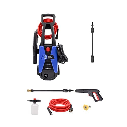 AR Blue Clean BC142HS-BNDLNC, Includes BC142HS Electric Pressure Washer with 15' Bayonet Extension Lance. 1700 PSI, 1.7 GPM, Easy Bayonet Connection Lance, Trigger Gun, 20' Hose, 18 lbs