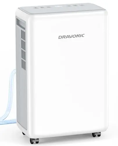Dravonic 30 Pints Dehumidifier for Basement, 2000 Sq.Ft Dehumidifiers for Home with 3.3ft Continuous Drain Hose, 3 Modes Dehumidifier for Bathroom, Real-Time Humidity Display