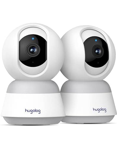 Hugolog 4K 8MP Indoor Pan/Tilt Security Camera with Auto-Focus(2pcs),Ideal for Baby Monitor/Pet Camera/Home Security,Starlight Color Night Vision,Human/Pet AI,Noise Reduction,US Cloud,Works with Alexa