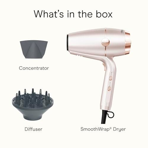 INFINITI PRO CONAIR SmoothWrap Hair Dryer, Blow Dryer with Diffuser and Concentrator Attachments, Advanced Plasma and Ceramic Technology for Less Frizz, More Volume, and Body, Champagne 9