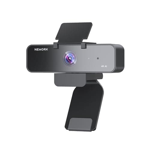 NEWORK 4K Webcam with AI Tracking & AI Framing, Autofocus, Gesture-Controlled 5X Zoom, Noise-Canceling Mic, USB Webcam for PC, Ideal for Streaming, Video Calls, Meetings, Gaming & Recording